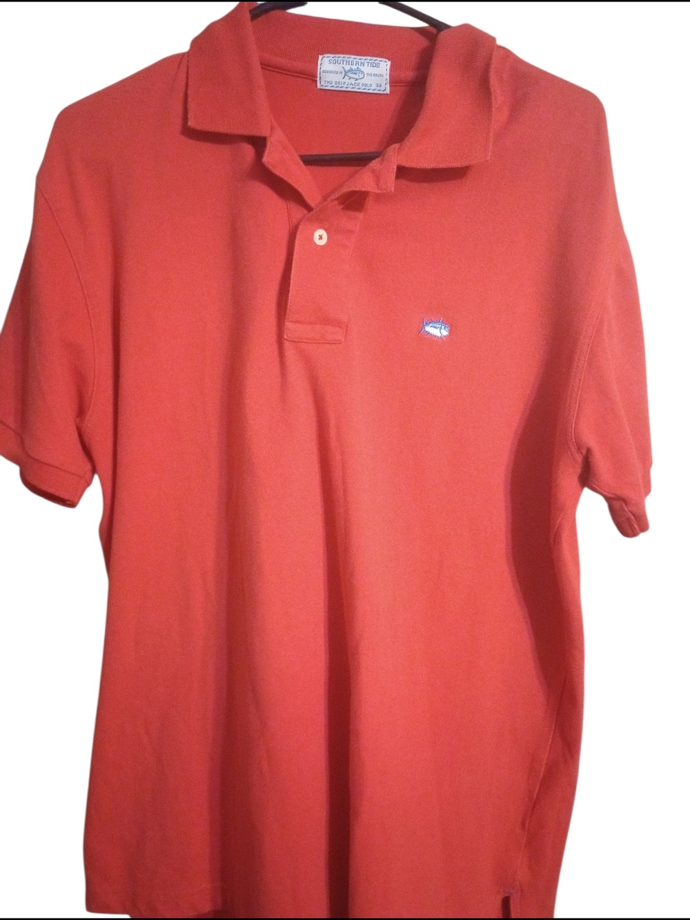 Southern Tide Coral Red Polo Shirt with Embroidered Logo